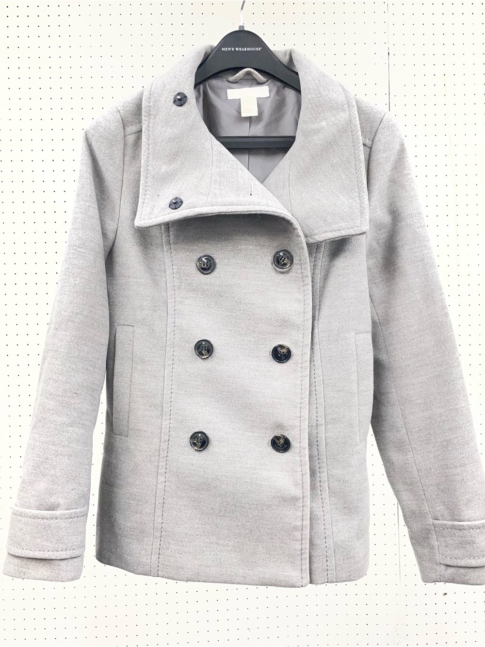 H&M Women’s Wool Blend Double-breasted Peacoat Gray Size 10